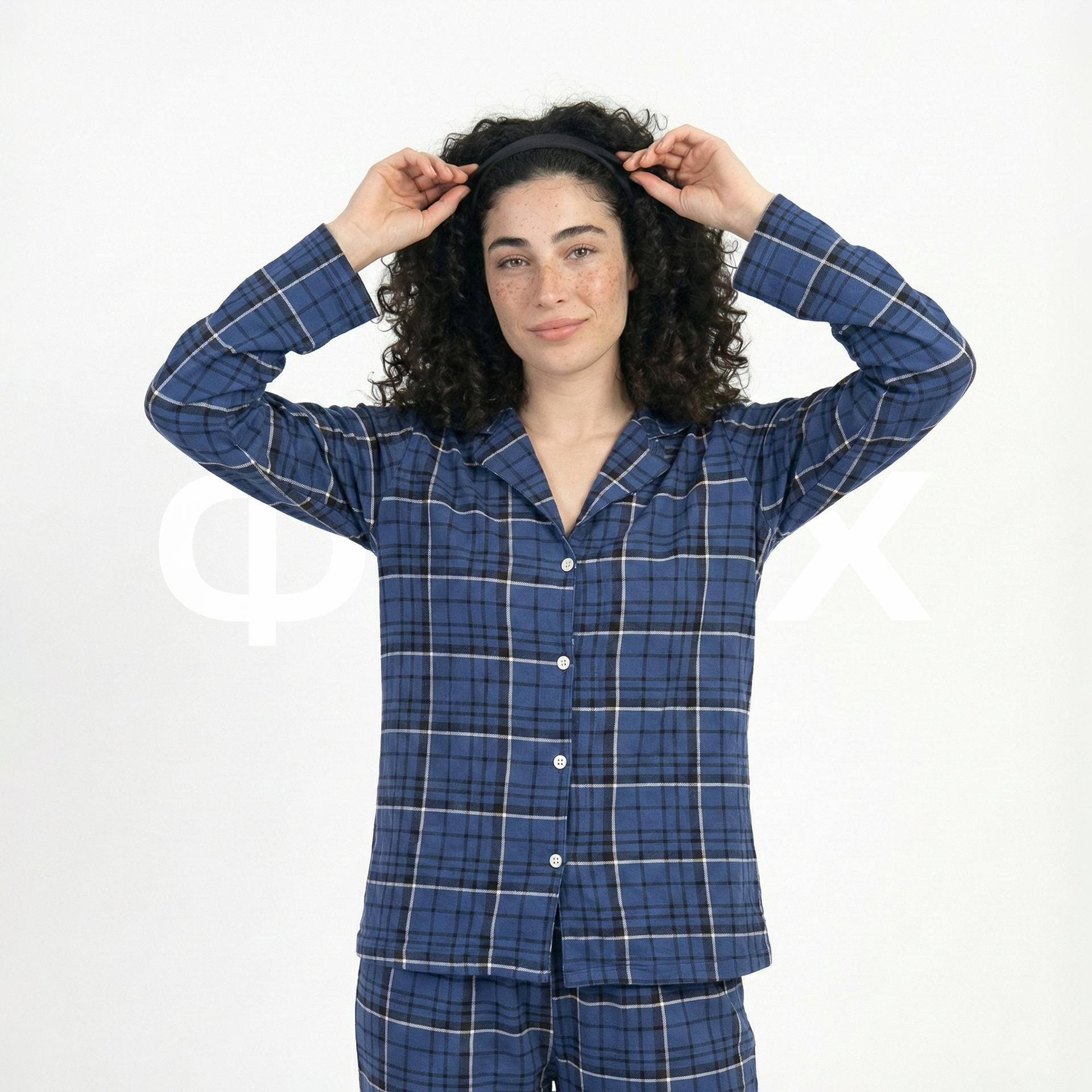 ФNYX Women’s Pajama Set S–XL – Blue Plaid Button-Up Sleepwear
