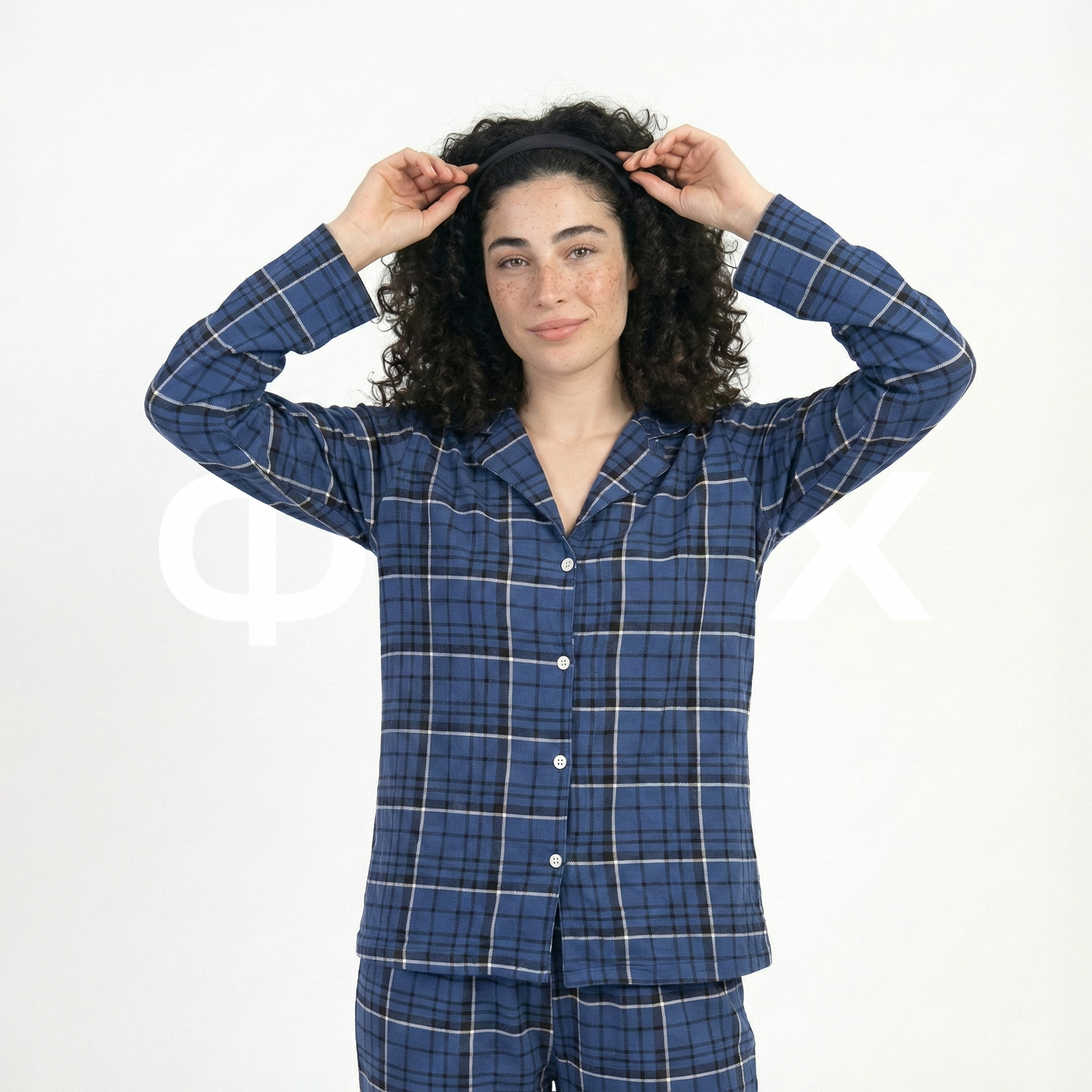 ФNYX Women’s Pajama Set S–XL – Blue Plaid Button-Up Sleepwear