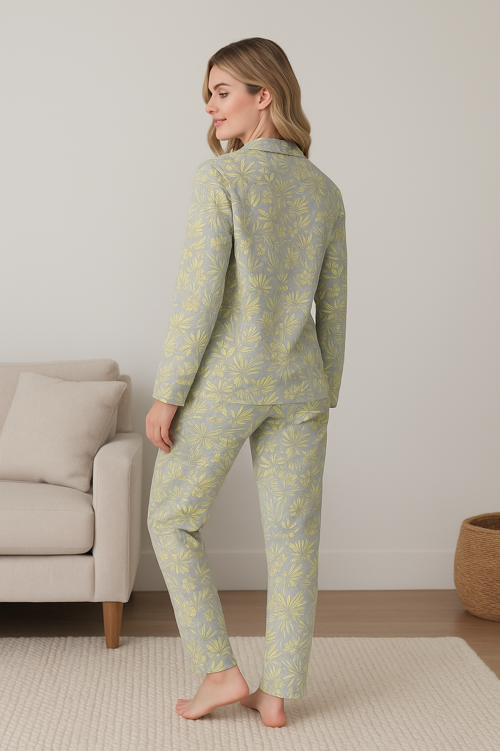 Women's Botanical Print Cotton Pajama Set – Onyx Sleepwear