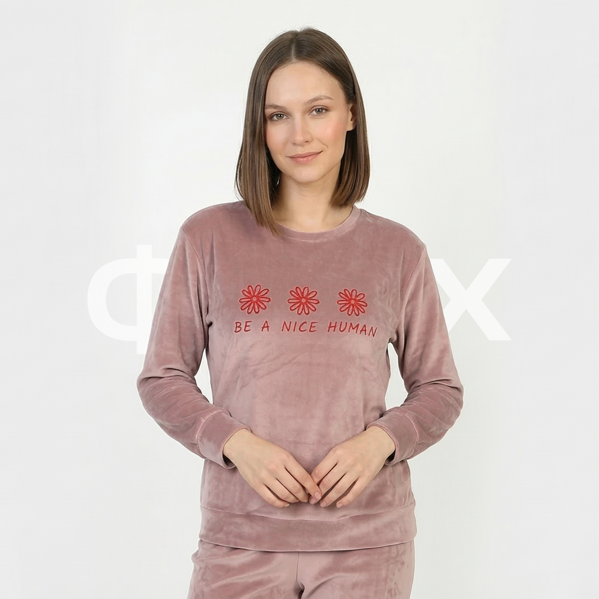 ФNYX Damen-Samtpyjama-Set S–XL – Marineblaues Langarm-Loungewear-Set 