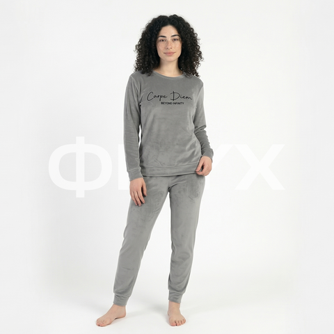 ФNYX Damen-Samtpyjama-Set S–XL – Marineblaues Langarm-Loungewear-Set 