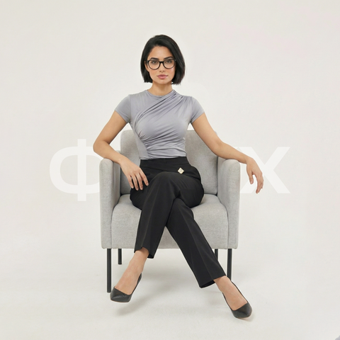 ФNYX Women’s Square Button Wide-Leg Pants – High-Waist Black Trousers