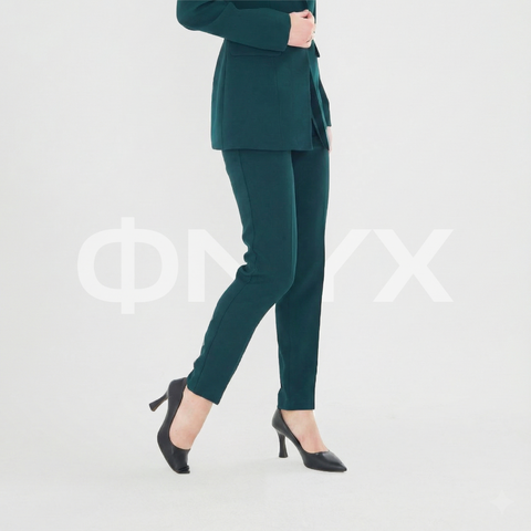 ФNYX Damen-Klassiker-Ein-Knopf-Anzugset – Taillierter Blazer &amp; schmal geschnittene Hose (Smaragdgrün)