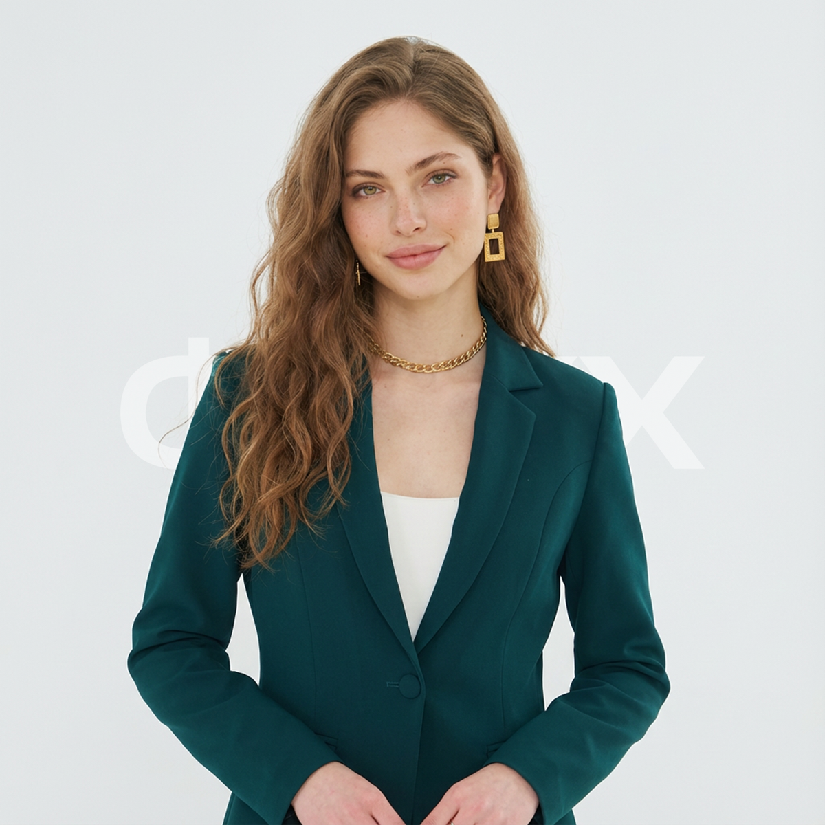 ФNYX Damen-Klassiker-Ein-Knopf-Anzugset – Taillierter Blazer &amp; schmal geschnittene Hose (Smaragdgrün)