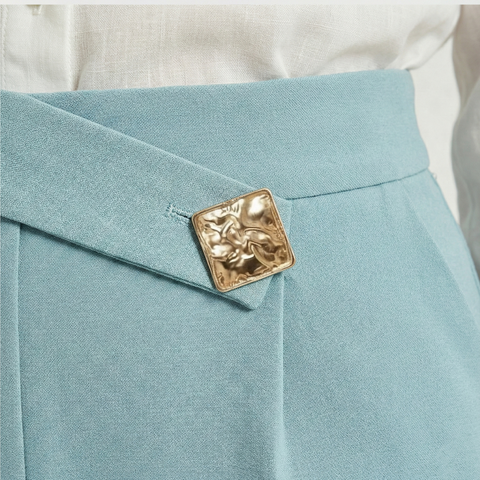 ФNYX Women’s Wide-Leg Button Detail Pants – High-Waist Trousers