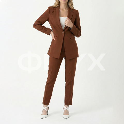 ФNYX Damen-Klassiker: Ein-Knopf-Anzugset – Taillierter Blazer &amp; Hose mit hohem Bund