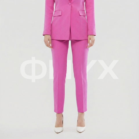ФNYX Damen-Klassiker-Ein-Knopf-Anzugset – Taillierter Blazer &amp; schmal geschnittene Hose (Fuchsia-Pink)