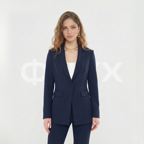 ФNYX Damen-Klassiker-Ein-Knopf-Anzugset – Taillierter Blazer &amp; High-Waist-Hose (Marineblau)