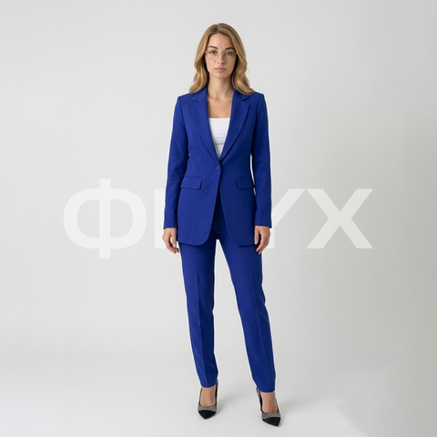 ФNYX Damen-Klassiker-Ein-Knopf-Anzugset – Taillierter Blazer &amp; High-Waist-Hose (Königsblau)