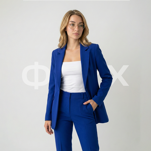 ФNYX Damen-Klassiker-Ein-Knopf-Anzugset – Taillierter Blazer &amp; High-Waist-Hose (Königsblau)