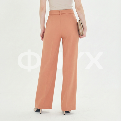 ФNYX Damen-Hose mit Schnallendetail und weitem Bein – Palazzo-Hose mit hohem Bund (Mink)