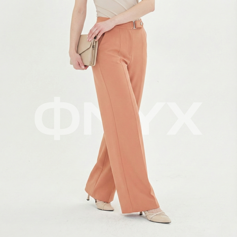 ФNYX Damen-Hose mit Schnallendetail und weitem Bein – Palazzo-Hose mit hohem Bund (Mink)