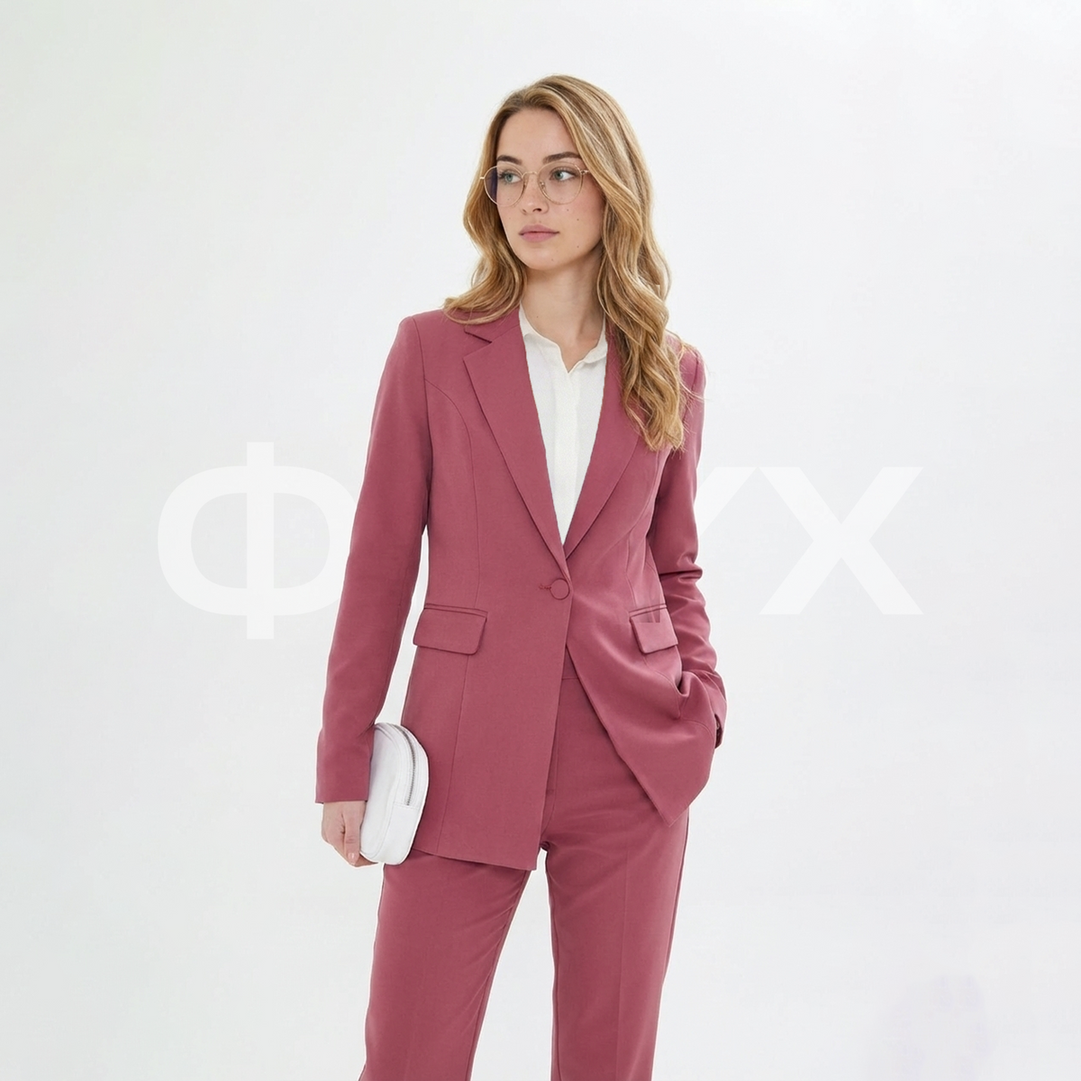 ФNYX Damen-Klassiker-Ein-Knopf-Anzugset – Taillierter Blazer &amp; Hose mit hohem Bund